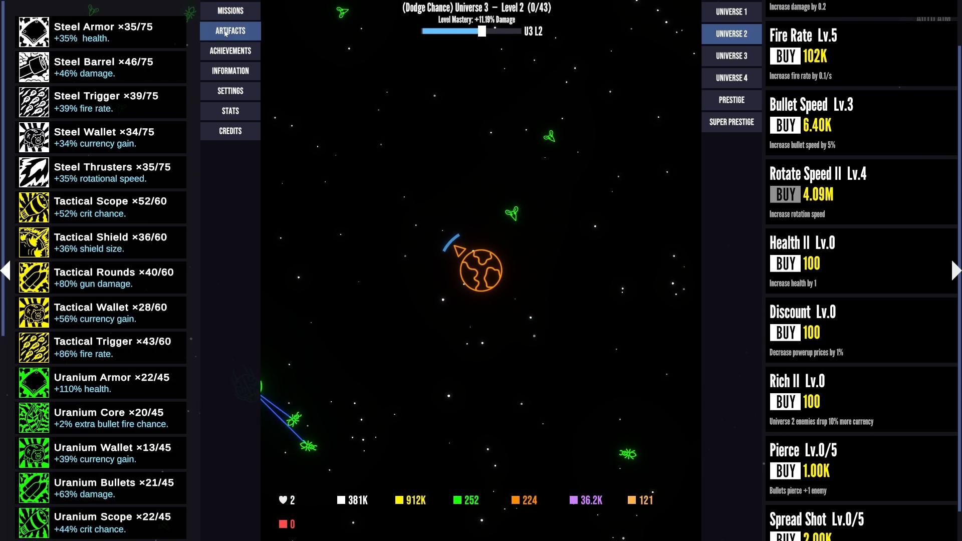 Hive Fall — upgrades menu